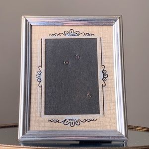 Vintage small picture frame silver tone metal with ornate detailed mat